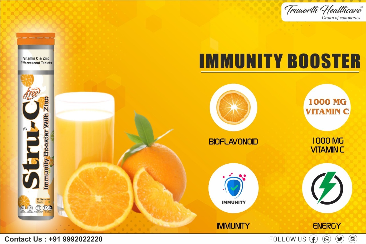 Truworth Stru-c Effervacent Tablet (Vitamin C Effervacent Tablet) - Storage Instructions: Dry Place