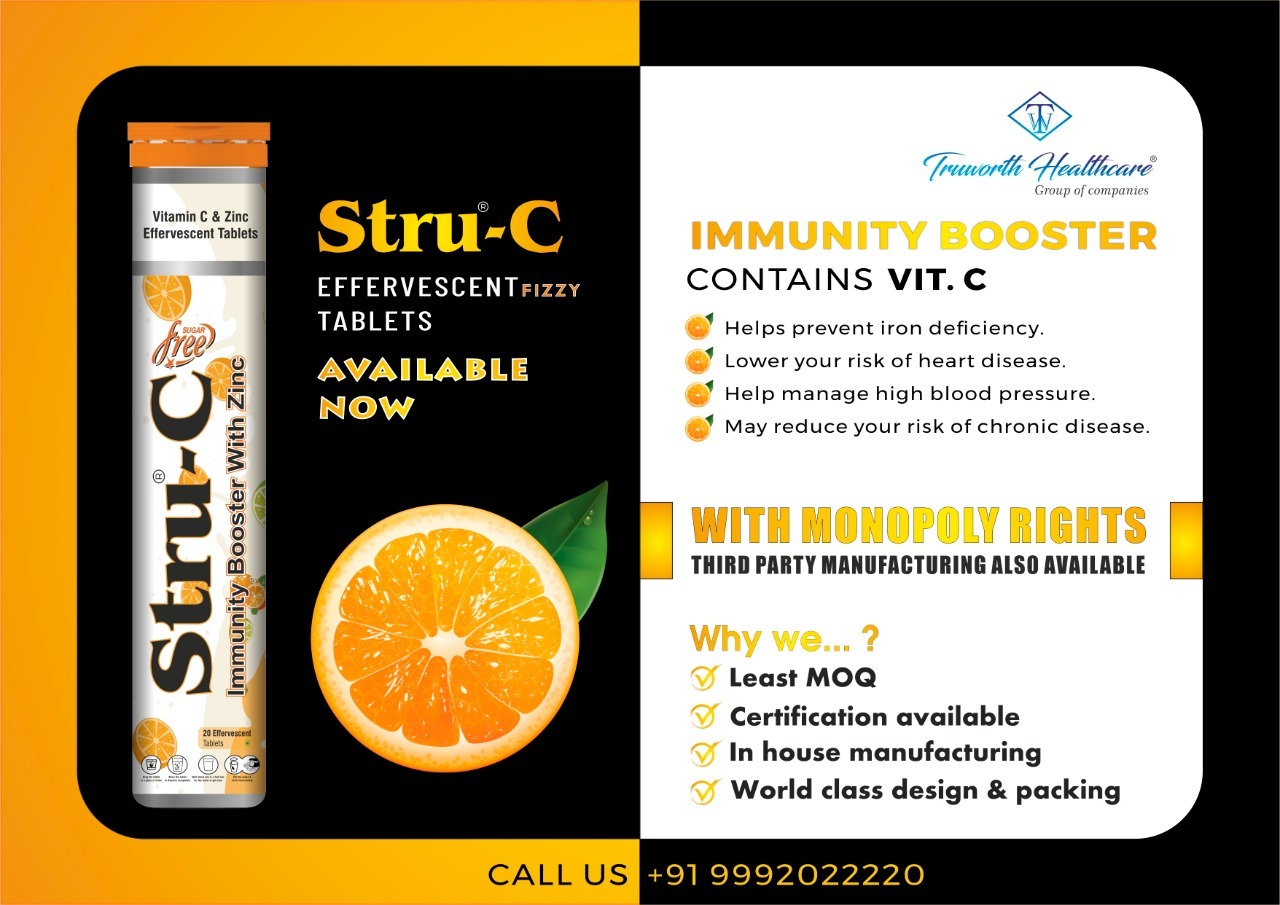 Truworth Stru-c Effervacent Tablet (Vitamin C Effervacent Tablet) - Storage Instructions: Dry Place