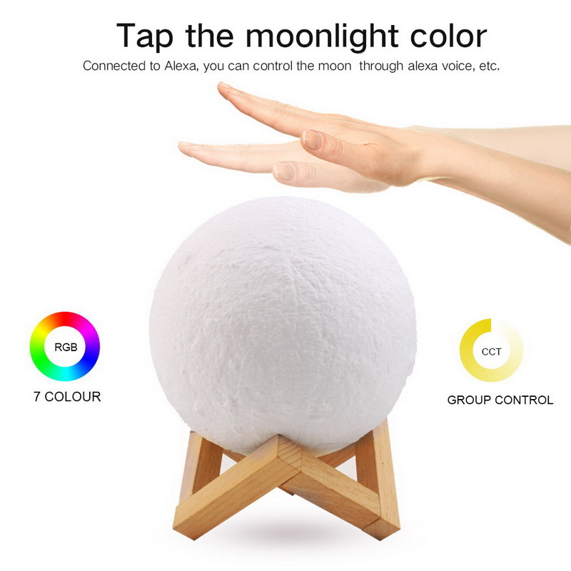 Lp-12 Moon Lamp - 20x18x18 Cm , Usb Led Night Light With Touch & Remote Control, Alexa Compatible Features