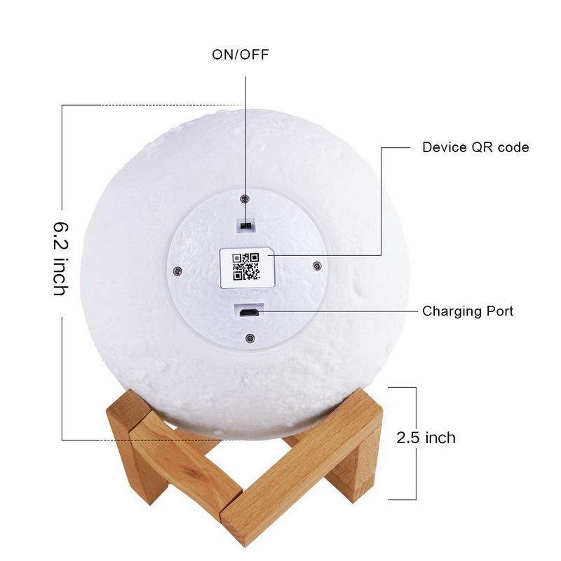 Lp-12 Moon Lamp - 20x18x18 Cm , Usb Led Night Light With Touch & Remote Control, Alexa Compatible Features