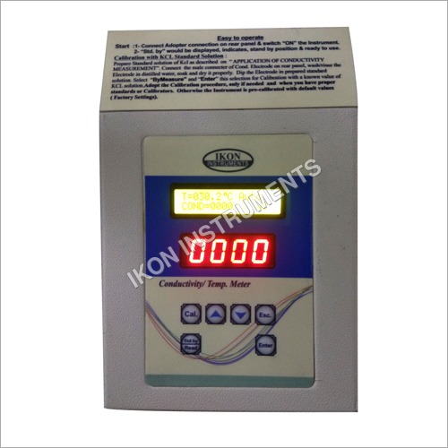 Conductivity Meter - 0 to 1000 mS/cm Range, Digital Display, Battery Powered, Portable 15x10x5 cm Design, 500 grams Weight, ±2% Accuracy