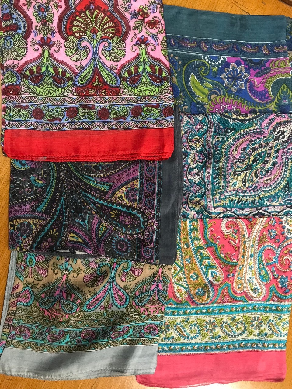 Assorted Printed Square Silk Scarves