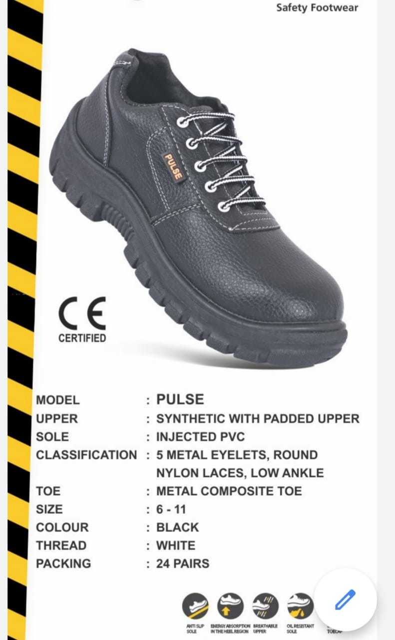 Safety Shoe - Steel, Size 8-12 | Lace-up, Ankle Support, Impact Resistance, Lightweight, Slip Resistant, Steel Toe, Eva Insole, Rubber Sole