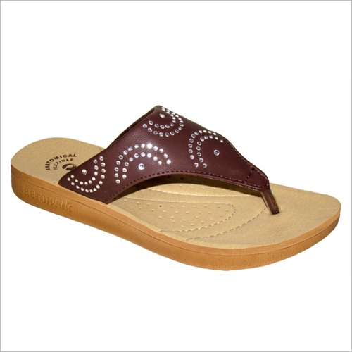 Women Brown Sequins Slipper - PU Upper, PVC Outsole | Stylish Beige Brown Design for Spring, Summer, and Winter Wear