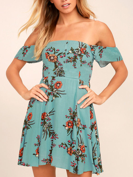 Green Best Quality A Line Dress For Girl