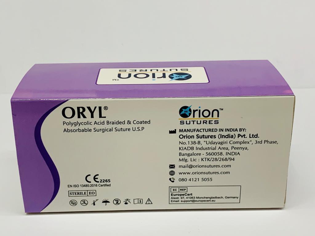 Polyglycolic Acid Suture - 100% Polyglycolic Acid, Violet Color, Braided Coated Multifilament | High Tensile Strength, Excellent Handling Properties, Predictable Absorption Rate, Minimal Tissue Reaction