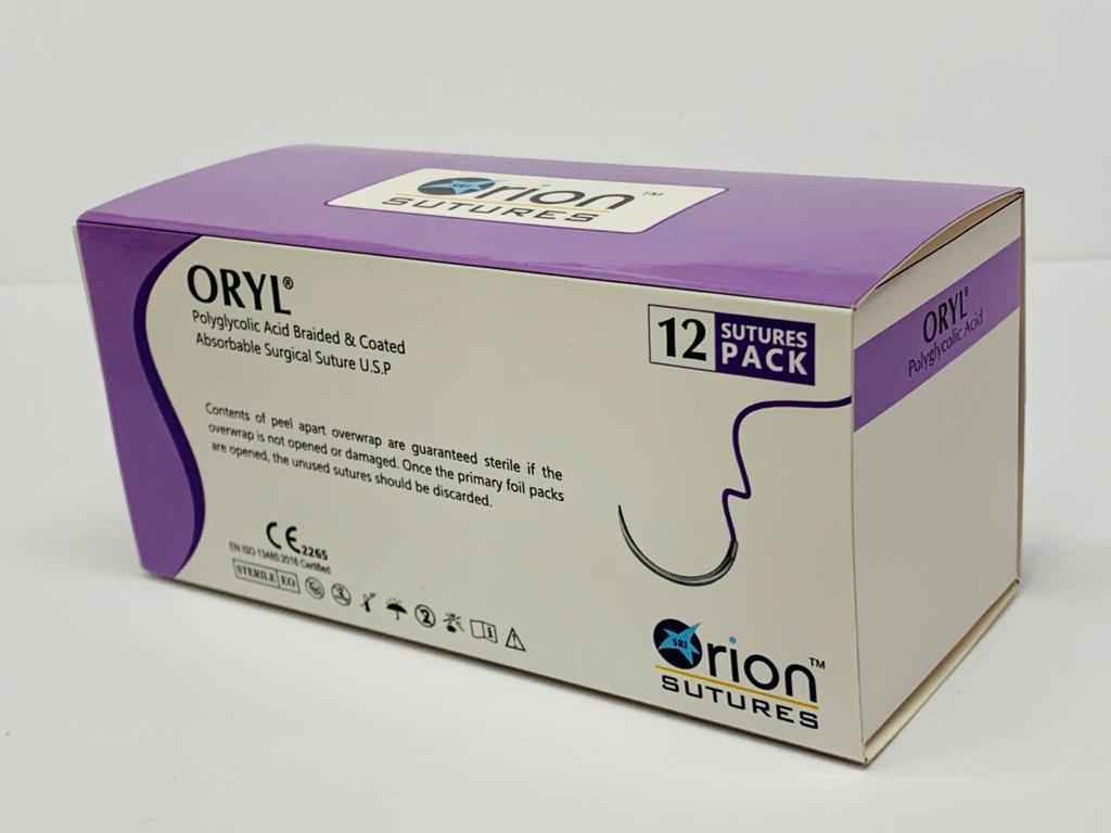 Polyglycolic Acid Suture - 100% Polyglycolic Acid, Violet Color, Braided Coated Multifilament | High Tensile Strength, Excellent Handling Properties, Predictable Absorption Rate, Minimal Tissue Reaction