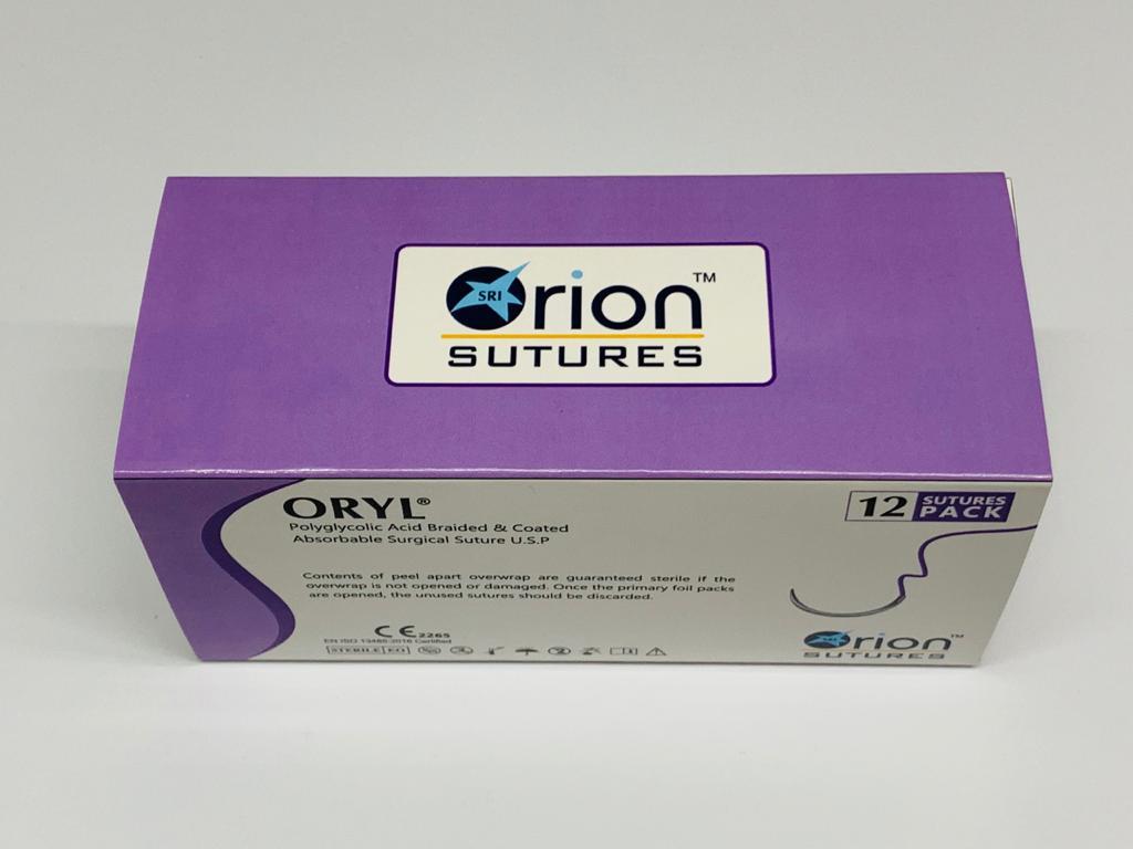 Polyglycolic Acid Suture - 100% Polyglycolic Acid, Violet Color, Braided Coated Multifilament | High Tensile Strength, Excellent Handling Properties, Predictable Absorption Rate, Minimal Tissue Reaction