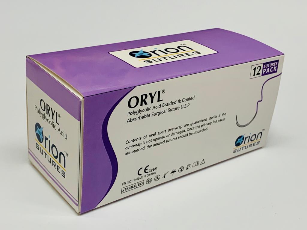 Polyglycolic Acid Suture - 100% Polyglycolic Acid, Violet Color, Braided Coated Multifilament | High Tensile Strength, Excellent Handling Properties, Predictable Absorption Rate, Minimal Tissue Reaction