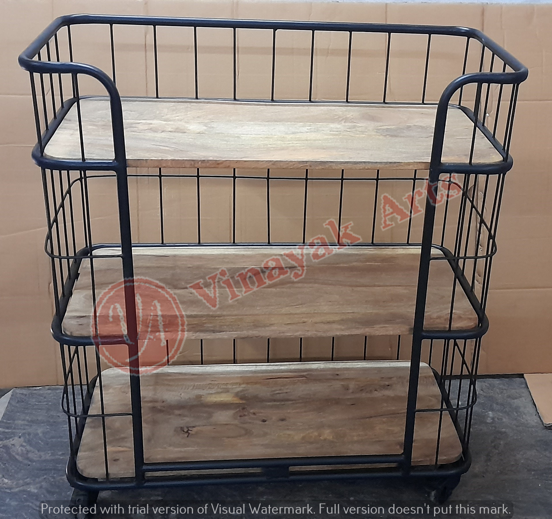 Iron And Wooden Console - Solid Wood And Iron Structure, Black Brown Color | Durable, Eco-friendly, Easy To Clean Indoor Furniture