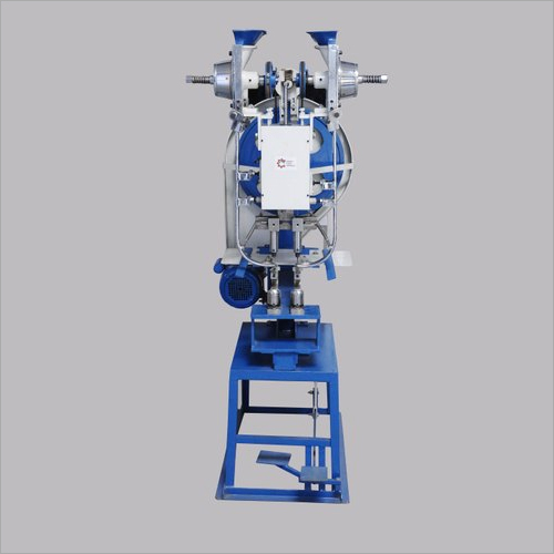 Double Head Eyelet Punching Machine - Steel Body, 300 kg Weight, 220V Electric Motor | Manual Pedal Operation, Less Noise & Vibration, Versatile Eyelet Die Sizes