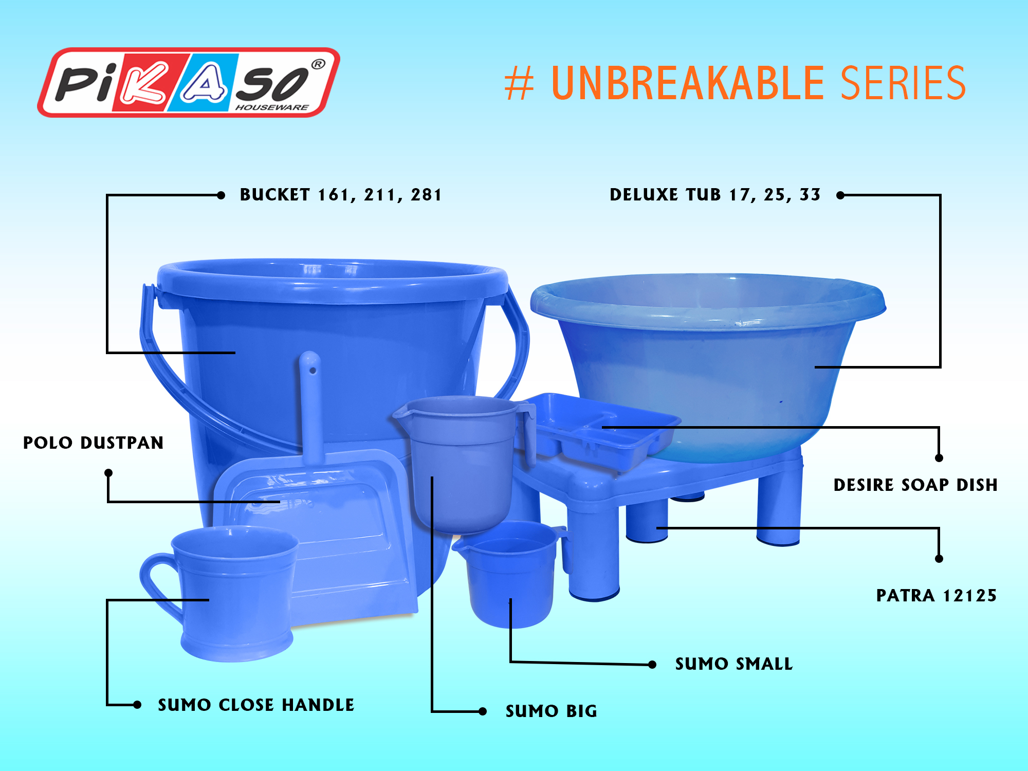 Bucket 281 (Ub) - Polypropylene, 15x10x14.2 Inch, 28 Ltr Capacity - Unbreakable, Round Design, Lightweight At 935 Grams