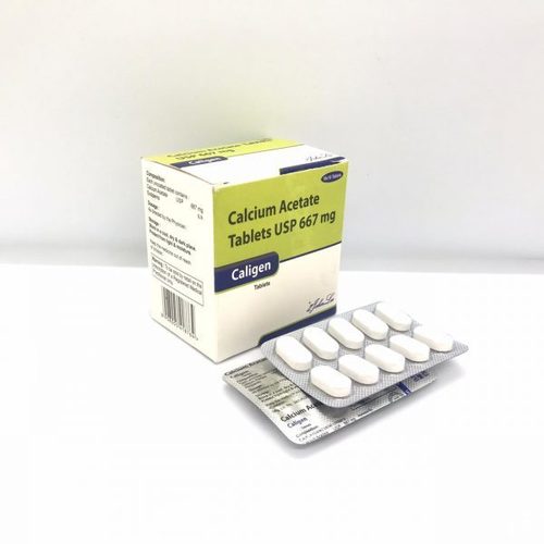 Calcium Acetate Tablet - 667MG | Phosphate Binder For ESRD Patients, 100 Tablets Per Box, Store In Dry Place