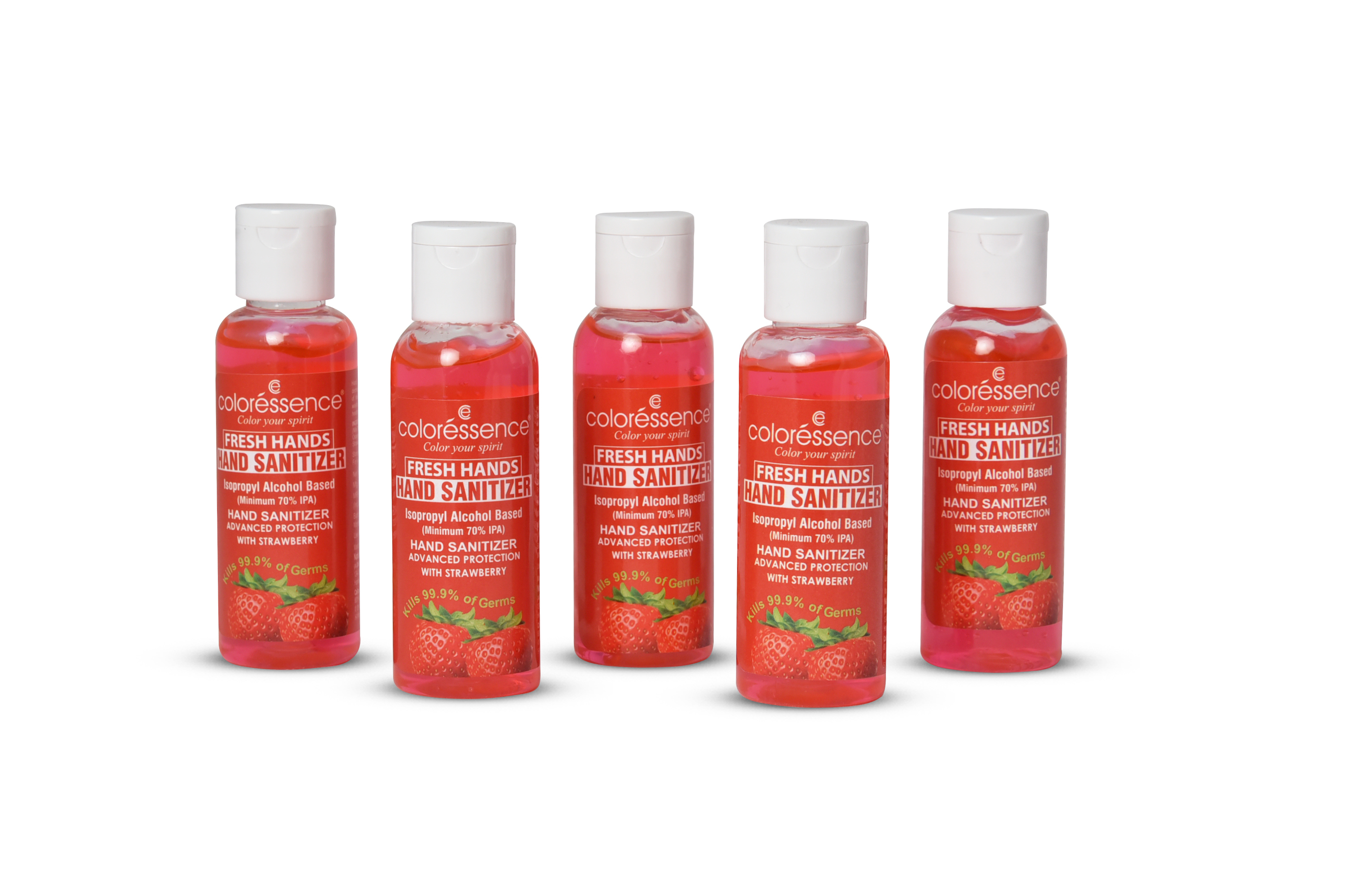 Strawberry Hand Sanitizer - 70% Ipa, Sizes: 50ml To 5l, Color: Red | Kills 99.9% Germs, Gel/liquid Form, 3-year Shelf Life