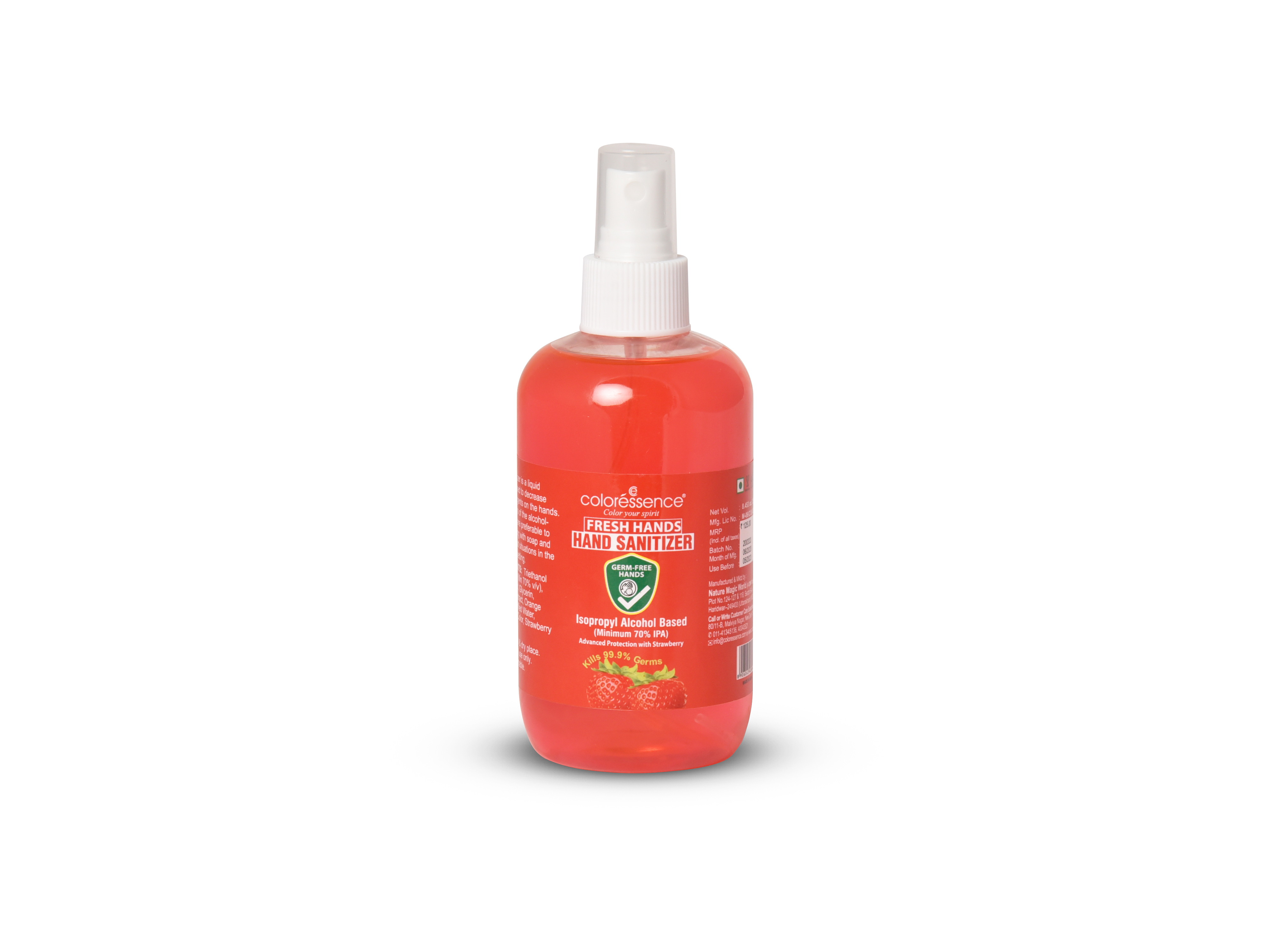 Strawberry Hand Sanitizer - 70% Ipa, Sizes: 50ml To 5l, Color: Red | Kills 99.9% Germs, Gel/liquid Form, 3-year Shelf Life
