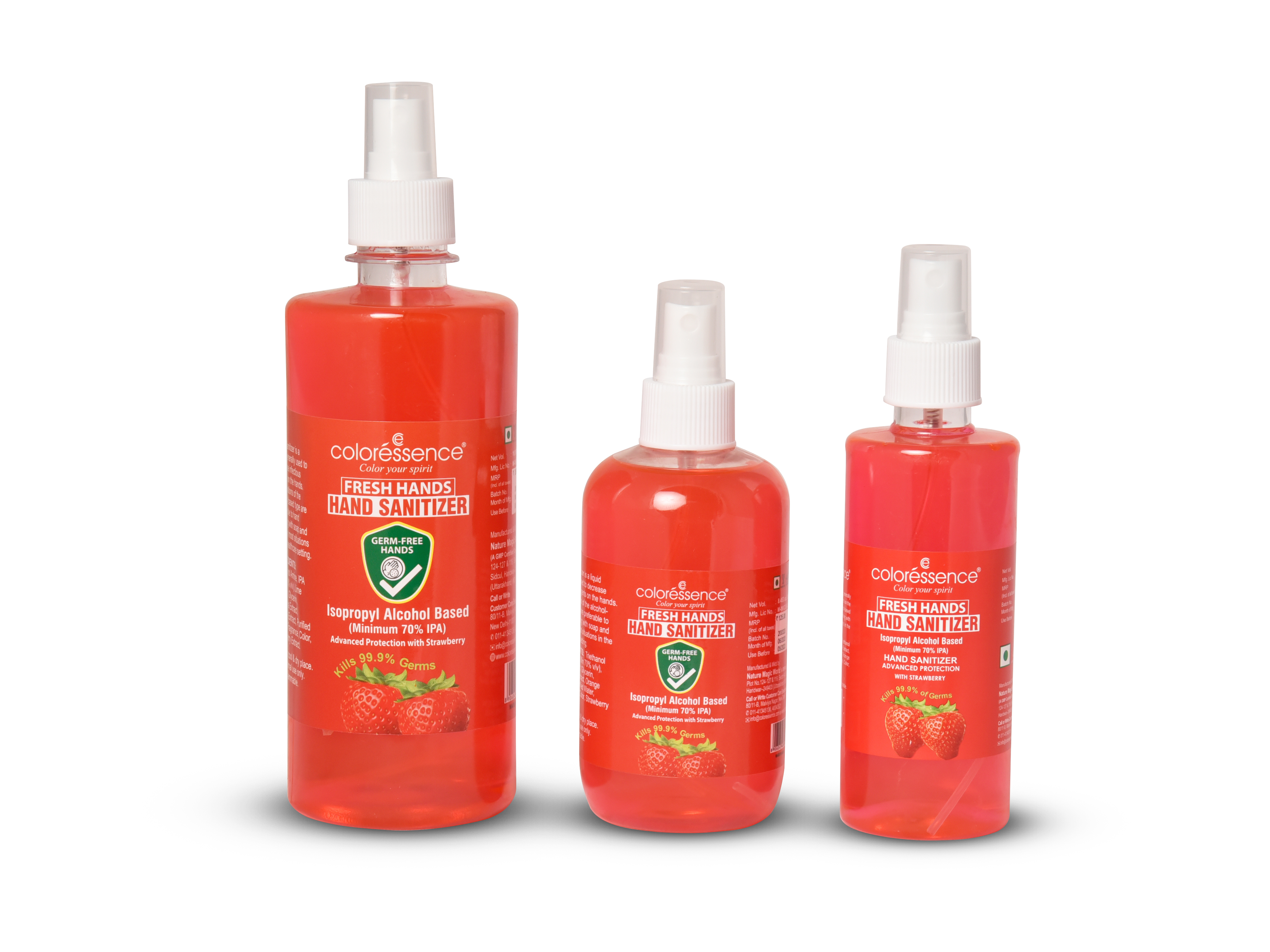 Strawberry Hand Sanitizer - 70% Ipa, Sizes: 50ml To 5l, Color: Red | Kills 99.9% Germs, Gel/liquid Form, 3-year Shelf Life