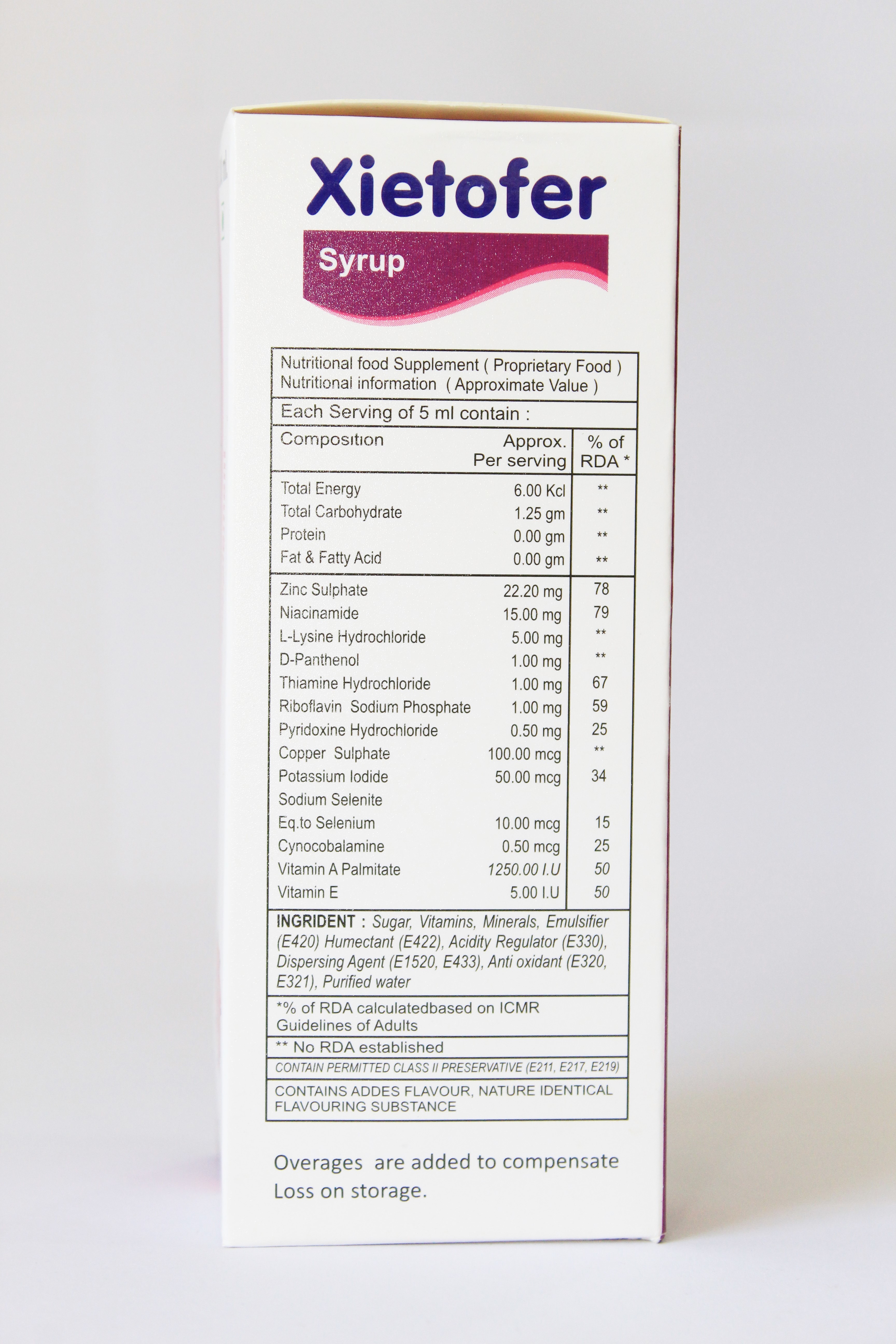 Multivitamin Syrup Application: As Directed By Physician