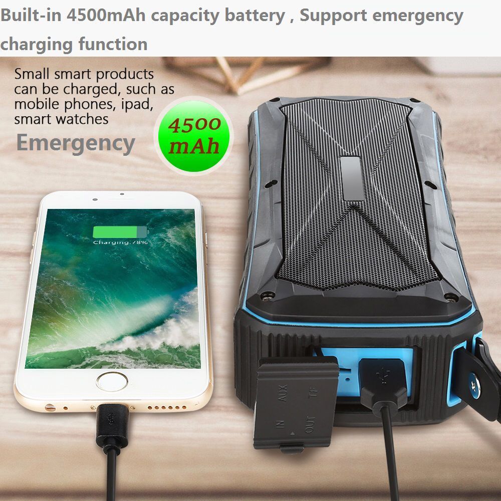 S610 Portable Waterproof Bluetooth Speaker - 190x54x68mm, Dual 10w Output, 4500mah Battery, Built-in Radio Antenna, Ip65 Rating, Hands-free Calling, Tf Card And Usb Support