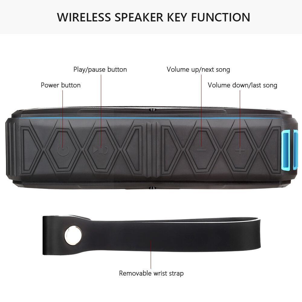 S610 Portable Waterproof Bluetooth Speaker - 190x54x68mm, Dual 10w Output, 4500mah Battery, Built-in Radio Antenna, Ip65 Rating, Hands-free Calling, Tf Card And Usb Support