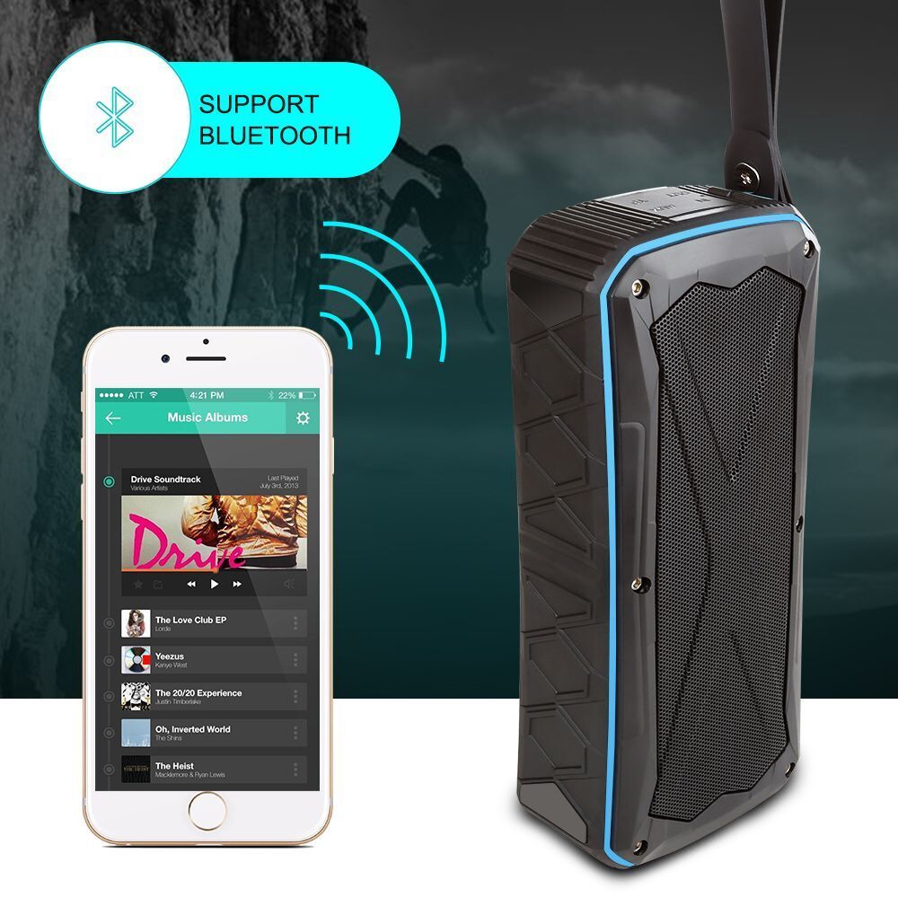 S610 Portable Waterproof Bluetooth Speaker - 190x54x68mm, Dual 10w Output, 4500mah Battery, Built-in Radio Antenna, Ip65 Rating, Hands-free Calling, Tf Card And Usb Support