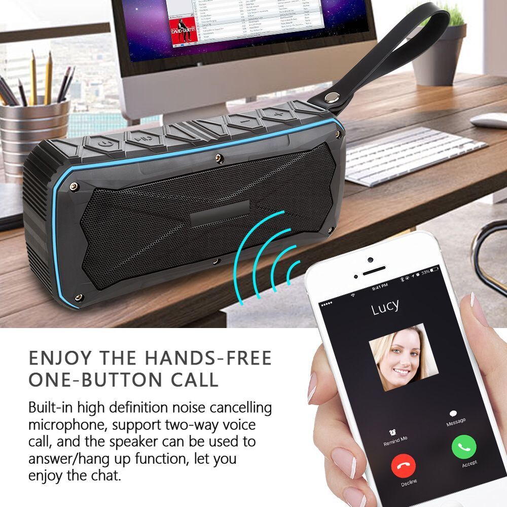 S610 Portable Waterproof Bluetooth Speaker - 190x54x68mm, Dual 10w Output, 4500mah Battery, Built-in Radio Antenna, Ip65 Rating, Hands-free Calling, Tf Card And Usb Support