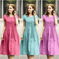 Washable Frock Style Cotton Dress