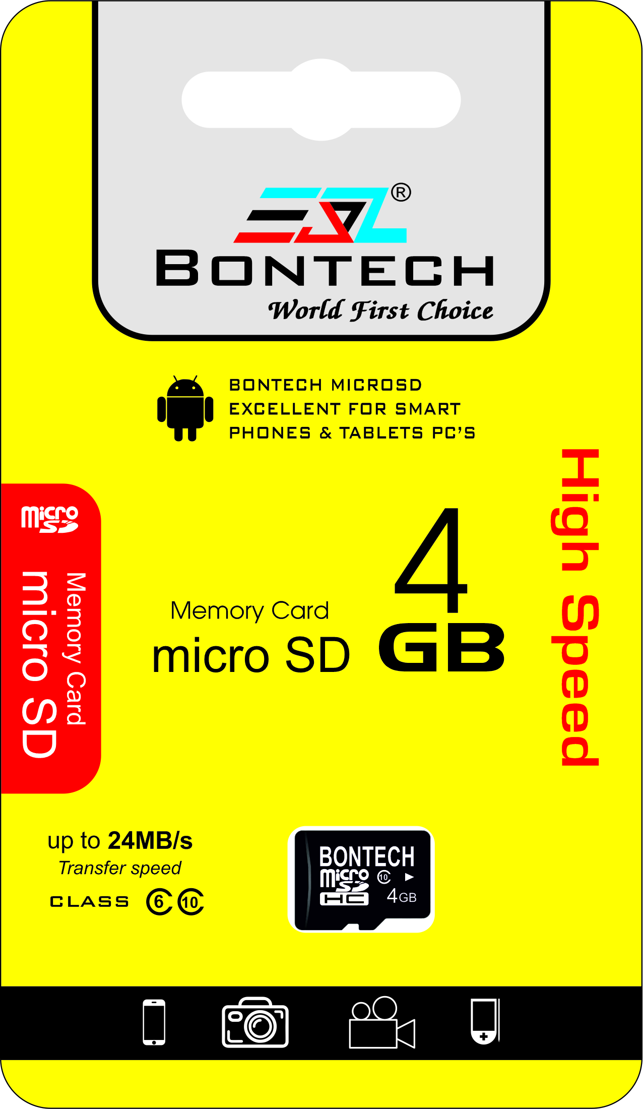 Bontech 4gb Memory Card With 6 Month Warranty - Waterproof, Temperature-proof | Read Speed Up To 100mb/s, Ideal For Android-based Smartphones And Tablets