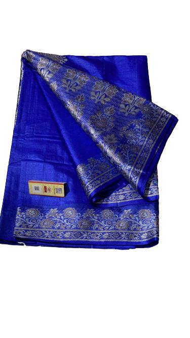 Pure Tussar Silk Plain Sarees, Weaved Pallu - Pure Tussar Silk, Weaved Blouse | Elegant Party Wear, Versatile For All Seasons: Rainy, Spring, Summer, Winter