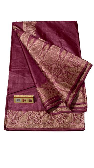 Pure Tussar Silk Plain Sarees, Weaved Pallu - Pure Tussar Silk, Weaved Blouse | Elegant Party Wear, Versatile For All Seasons: Rainy, Spring, Summer, Winter