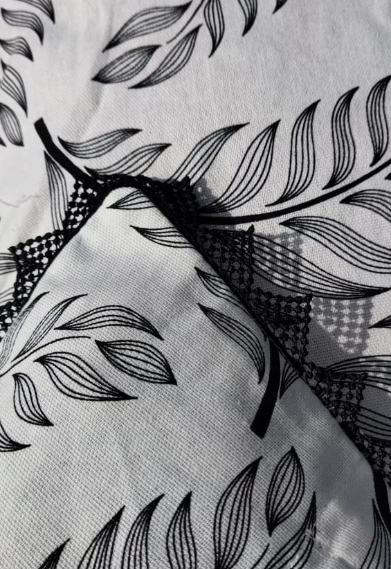 Kirti Finishing White Leaf Cotton Cushion Cover 16 Inches Set Of 5