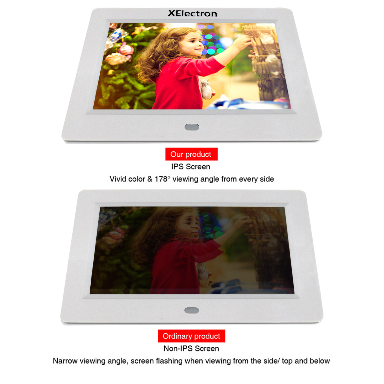 Xelectron 8 Inch White Ips Display Digital Photo Frame