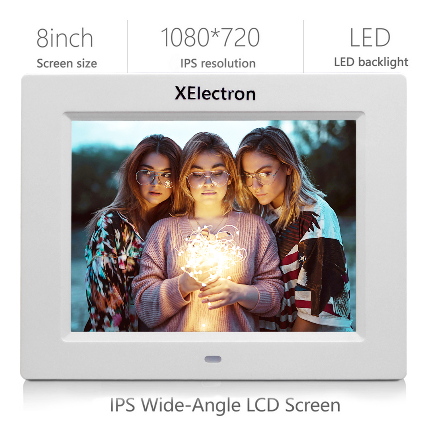 Xelectron 8 Inch White Ips Display Digital Photo Frame