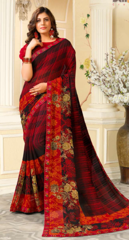 Georgette Sarees - Multicolor Daily Wear | Comfortable For Work, Party & Weddings, Perfect Blend Of Style & Versatility
