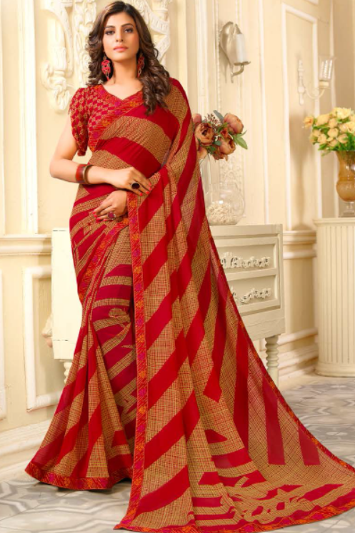 Georgette Sarees - Multicolor Daily Wear | Comfortable For Work, Party & Weddings, Perfect Blend Of Style & Versatility