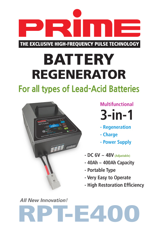 Prime Rpte400 Battery Regenerator - 400ah Capacity, 34.5x44x23 Cm Dimensions, 17 Kg Weight | 3-in-1 Functionality, Lcd Screen Monitor, Universal Compatibility For Lead-acid Batteries