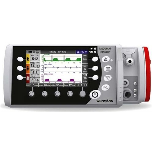 Ventilator Machine - ABS Plastic & Aluminum , 25.4 cm x 16.5 cm x 10.2 cm Dimensions, 7-Inch Color Touchscreen Display, 4-Hour Battery Life, 100-240 VAC Power Supply