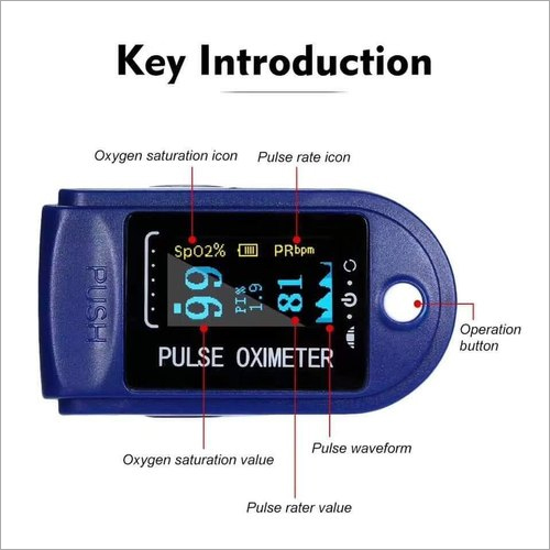 Pulse Oximeter - Plastic, 5.7 x 3.6 x 3.2 cm | OLED Display, AAA Battery, 50g Weight