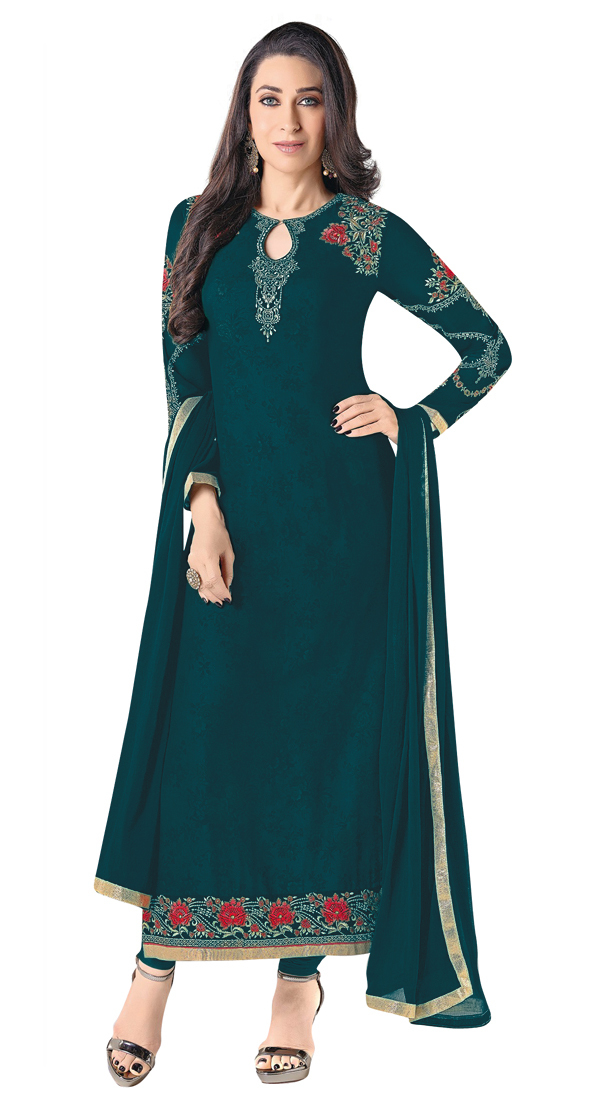 Green Georgette Embroidery Salwar Suit