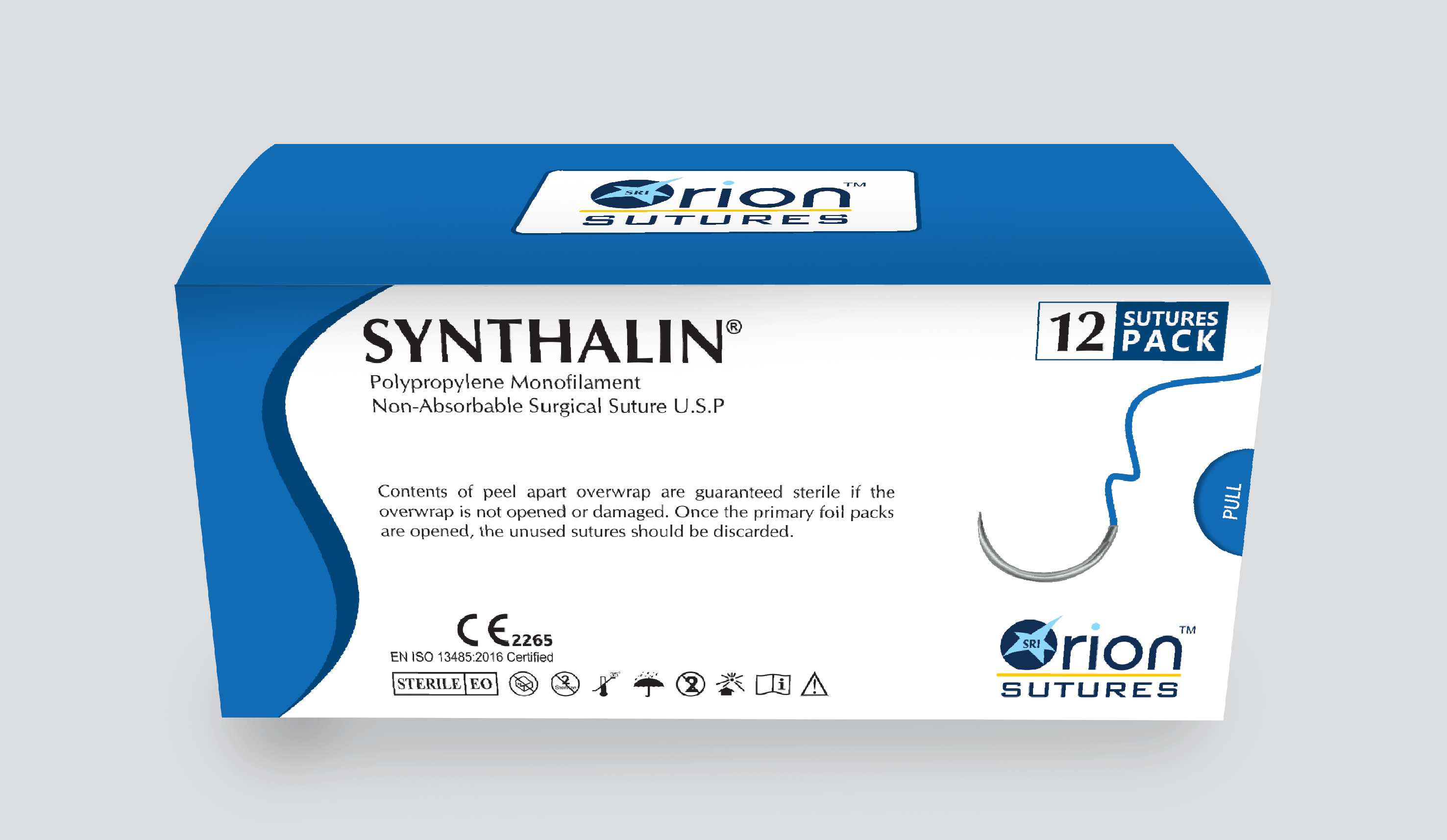 Polypropylene Suture - Monofilament, Size Range Usp 10/0 - 2, Blue Color | Non-absorbable, High Tensile Strength, Minimal Tissue Reaction, Eo Sterilized