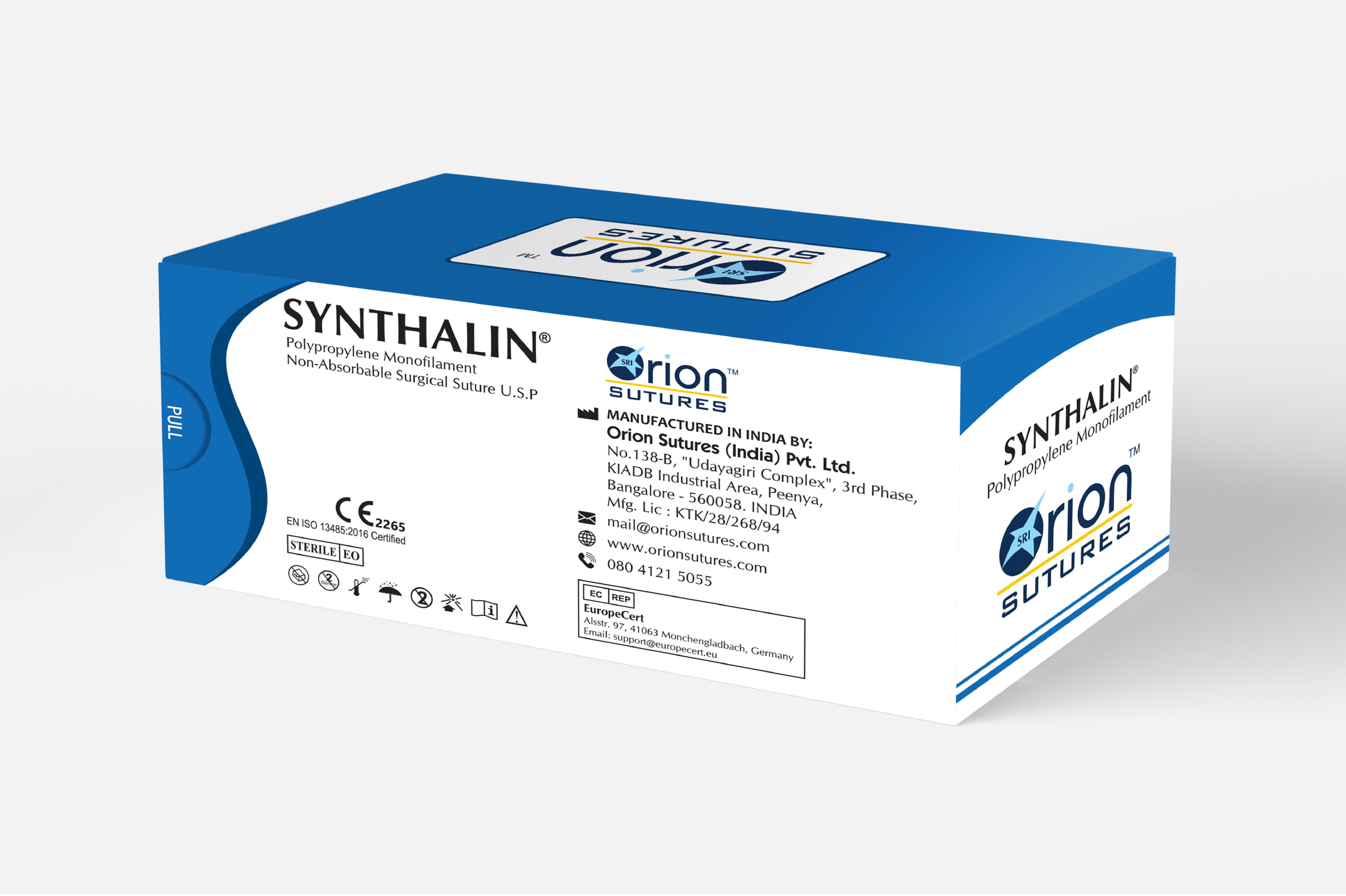 Polypropylene Suture - Monofilament, Size Range Usp 10/0 - 2, Blue Color | Non-absorbable, High Tensile Strength, Minimal Tissue Reaction, Eo Sterilized