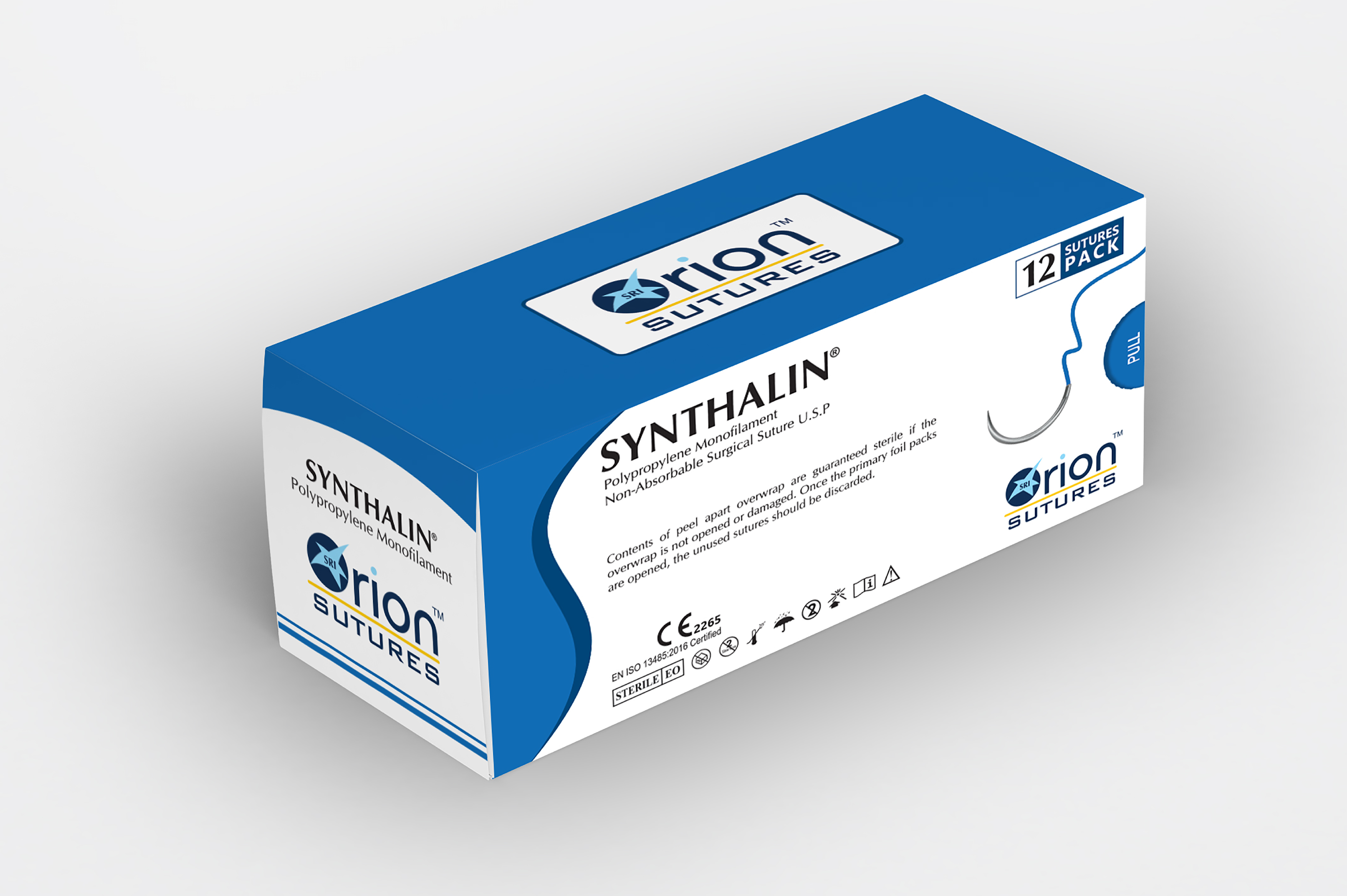 Polypropylene Suture - Monofilament, Size Range Usp 10/0 - 2, Blue Color | Non-absorbable, High Tensile Strength, Minimal Tissue Reaction, Eo Sterilized