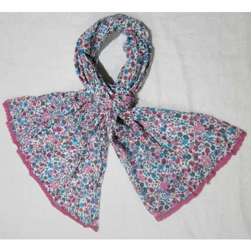 Printed Scarves - 100% Cotton, 52 X 180 Cm, Colors As Per Image | Lace Work, Custom Designs Welcome, Machine Made For Women