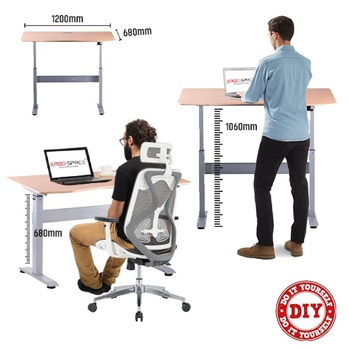 Maple Height Adjustable Desk, Pneumatic (H-max 2.0)