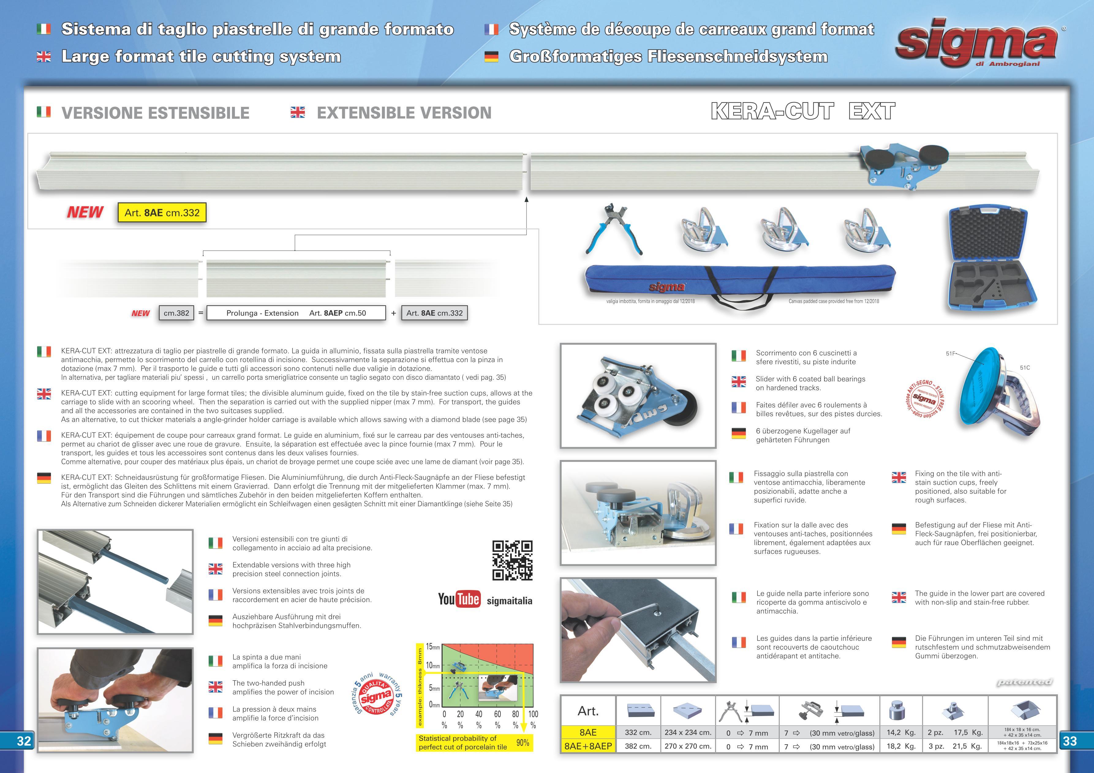 Sigma Kera-cut Large Format Tile Cutter 332cm - Cutting Thickness: 10 Millimeter (Mm)