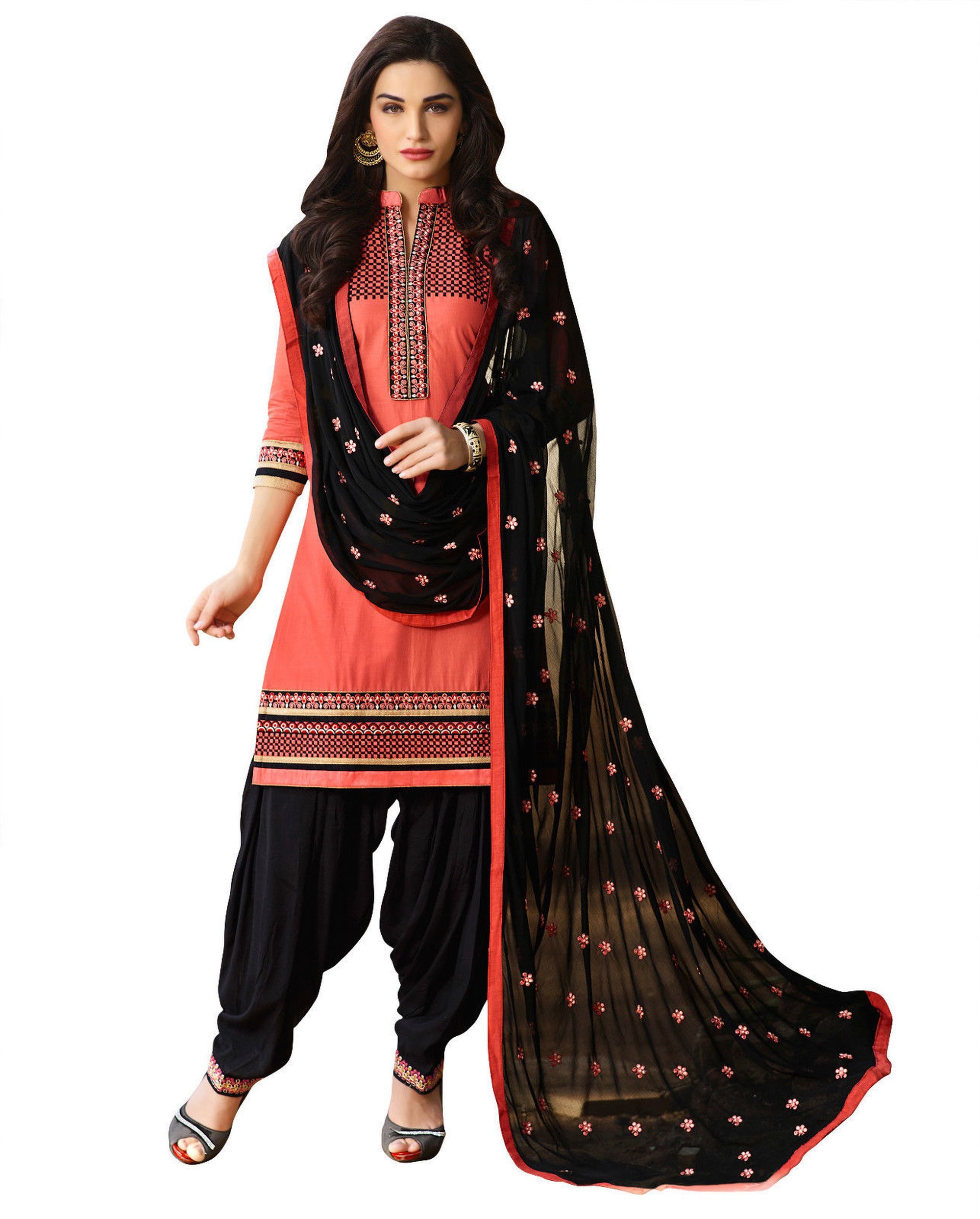 Turquoise Cotton Embroidery Salwar Suit