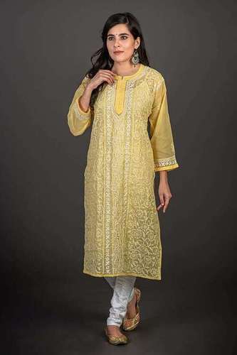 Cotton Chikan Kurti Bust Size: 40 Inch (In)