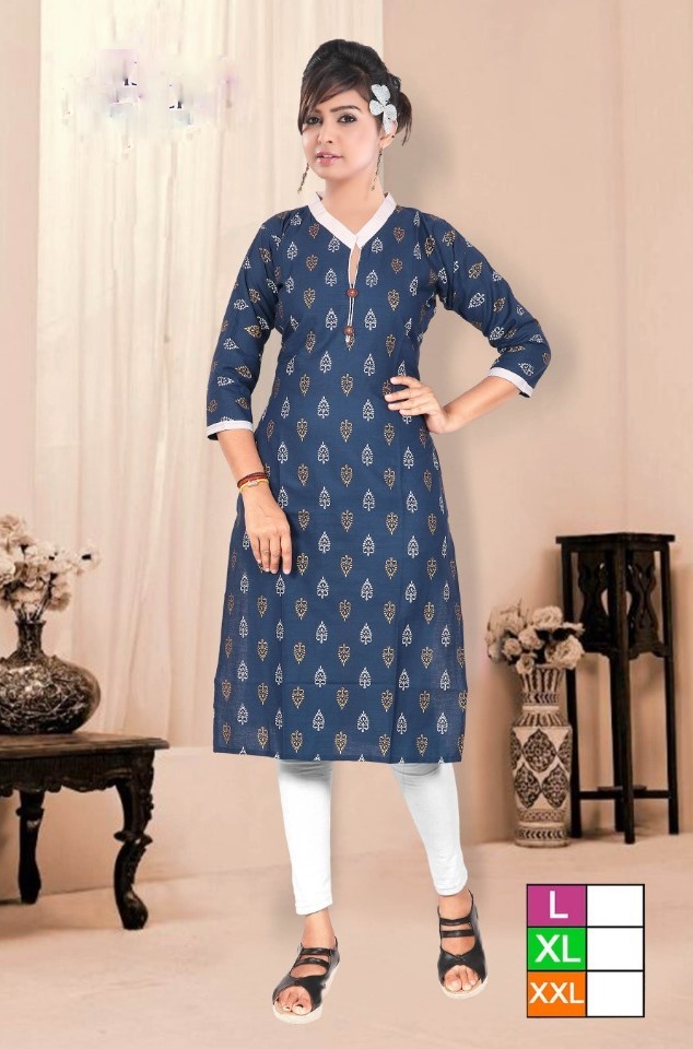 Printed Cotton Kurti - Cotton, Xl/xxl, Soft & Solid Colors, Short Sleeves, 39" Length, All Season, Stylish Printed Patterns | Easy To Wash, Casual Wear