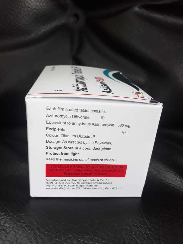 Azithromycin Tablets - Azithromycin Dihydrate Ipequivalent To Anhydrous Azithromycin 500 Mg, Suitable For Adults With Throat Infection, 100 Tablets