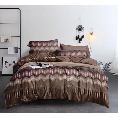 Glace Cotton Double Bedsheet - Geometric Pattern, Brown Color | Includes 2 Matching Pillow Covers, Machine Wash Care