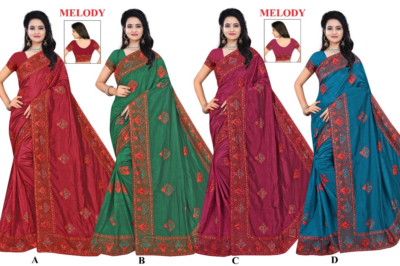 4 Color Embroidery Fancy Sarees